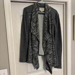 Lucky Brand Charcoal and Heather Gray waterfall Cardigan